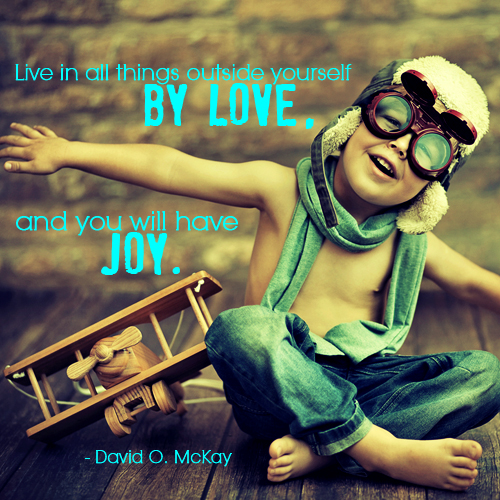 Live in all things outside yourself by love, and you will have joy. David O. Mckay